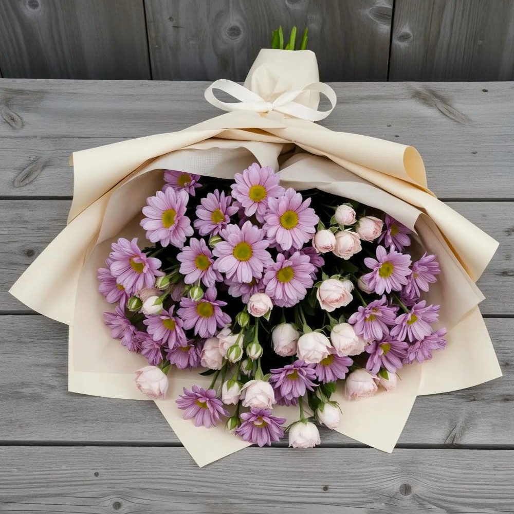 Букет цветов из: Розы и Хризантемы в Праслово