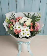 Букет цветов из:  Розы, Лизиантусы и Хризантемы в Праслово