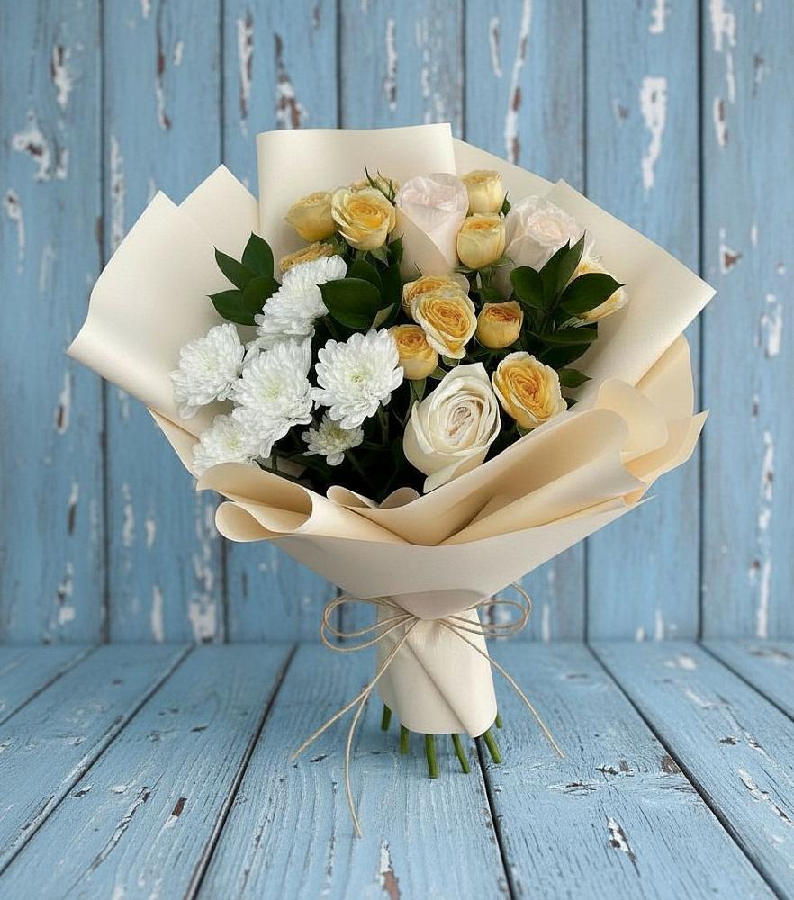 Букет цветов из: Розы и Хризантемы в Праслово
