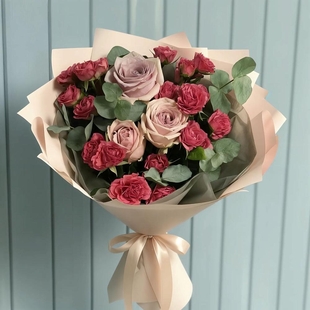 Букет цветов из: Гвоздики и Розы в Праслово
