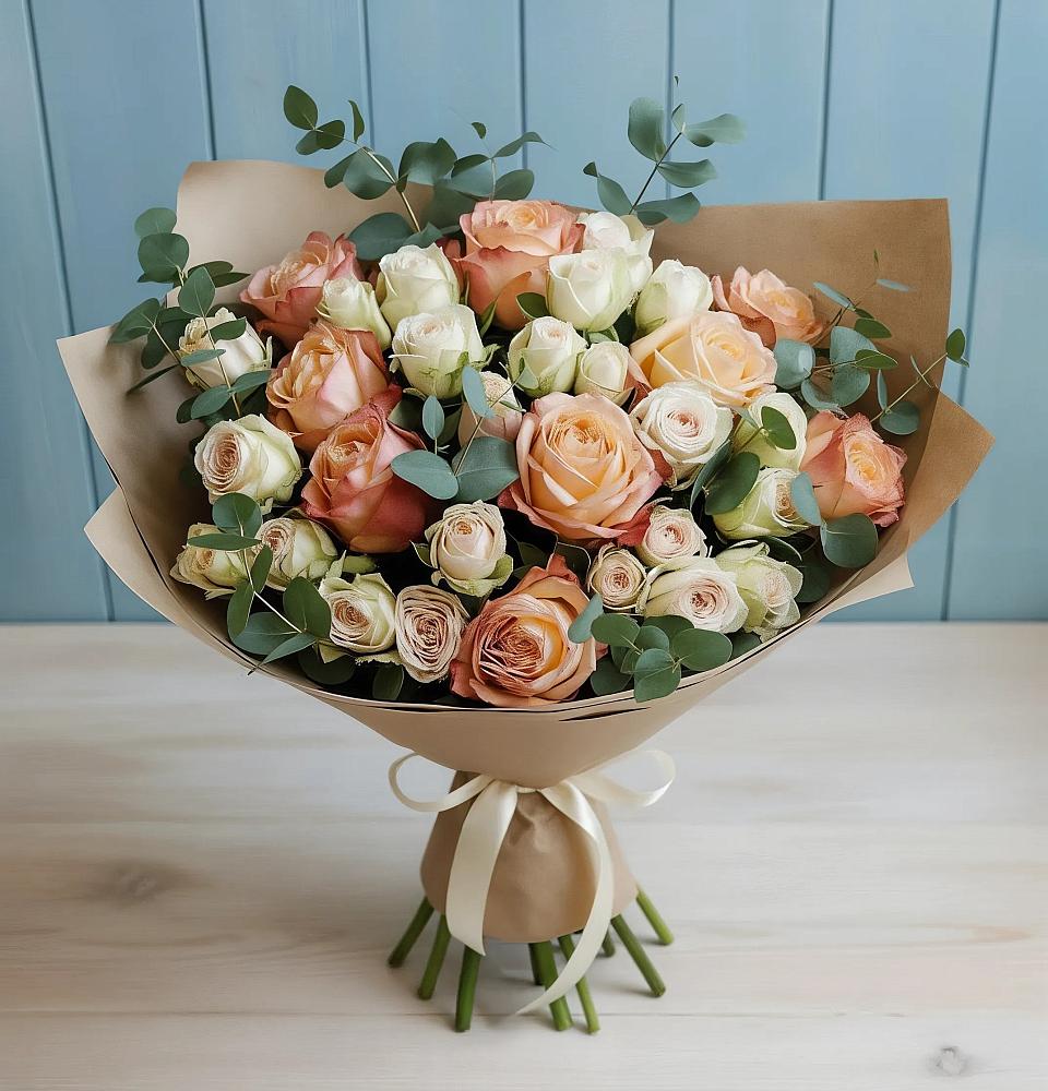 Букет цветов из: Альстромерии и Розы в Праслово