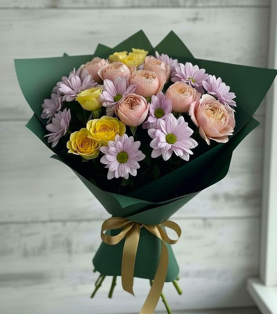 Букет цветов из: Хризантемы и Розы в Праслово