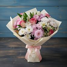 Букет цветов из:  Хризантемы, Альстромерии и Розы в Праслово