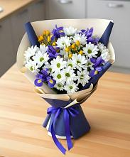 Букет цветов из:  Розы, Ирисы и Хризантемы в Праслово