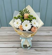 Букет цветов из:  Герберы, Розы и Хризантемы в Праслово