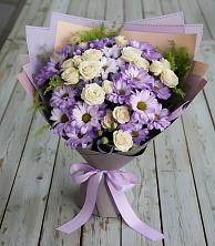 Букет цветов из:  Хризантемы и Розы в Праслово